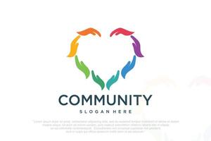 Love family logo icon design with heart graphic element symbol for parenting , illustration . vector