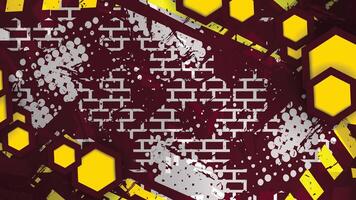a yellow and maroon background with a brick wall vector