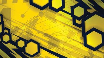 a yellow and black background with hexagons vector