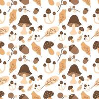 Mushroom and leaf pattern design vector