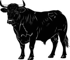 silhouette image of a fat bull with a white background full body vector