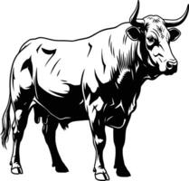 silhouette image of a bull animal with a white background full body vector
