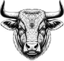 bull face image line art style white background vector