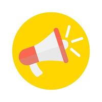 Megaphone icon in yellow circle on white background. vector