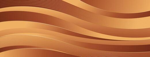 Elegant bronze luxury wave background with gold lines vector