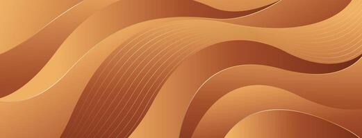 Elegant bronze luxury wave background with gold accents. Abstract modern banner design for websites, headers, sale templates, business ads, awards, events, and more vector