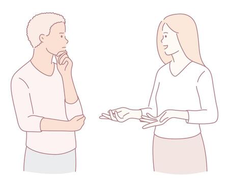 An Engaging and Meaningful Conversation Between Two People That Stimulates Connection and Insight vector
