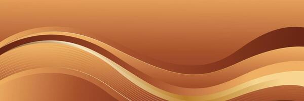 Elegant bronze luxury wave background with gold lines. Abstract modern banner design vector