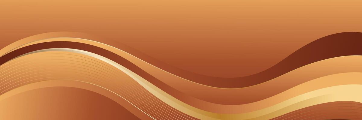 Elegant bronze luxury wave background with gold lines. Abstract modern banner design