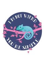 Funny Iguana Lizard Climbing Tree with Saying Graphic Tee Design Art vector