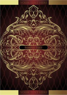 Luxury Golden Ornamental Frame on Red Background, Elegant Art Design