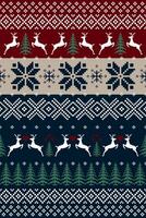 Christmas ethnic pattern pixel art vector