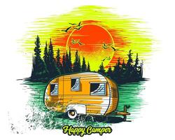 Retro Caravan Adventure T-Shirt Graphic Art vector