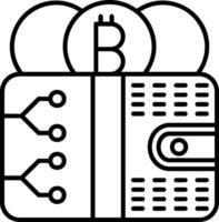 Bitcoin Wallet Outline Style Icon vector
