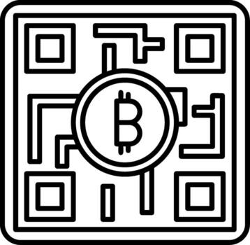 bitcoin qr código contorno estilo icono vector