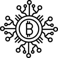 Bitcoin Network Outline Style Icon vector