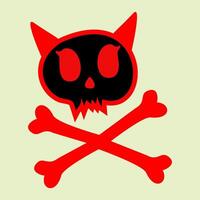 red devil with horns and a crossbone vector