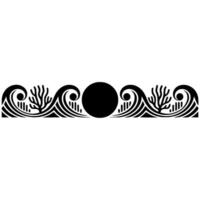 Decorative Black White Ocean Motif, Art Deco Style, for Elements. vector