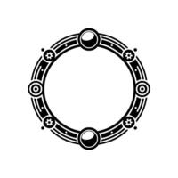 Deco-Inspired Circular Frame with Mechanical Elements. vector