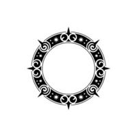 Decorative Circular Frame with Ornate Black on White Background. vector