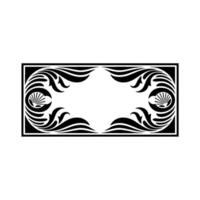 Elegant Art Deco Frame with Flourishes and Seashells, Monochrome. vector