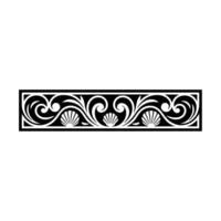 Black White Scrollwork Border with Shells, Decorative. vector