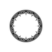 Minimalist Black White Ornate Circle Frame. vector