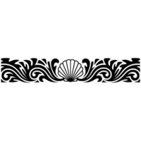 Ornamental Seashell Border, Black on White Background. vector