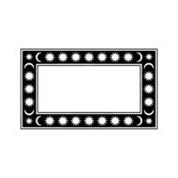 Celestial Frame Stars and Moons Border in Black White on White. vector