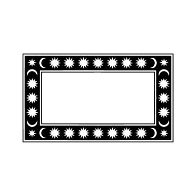 Celestial Frame Stars and Moons Border in Black White on White.