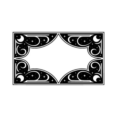 Celestial Frame Elegant Black White Illustration for.