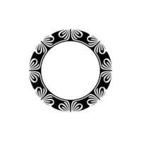 Ornate Black and White Circular Frame, Decorative Border, Minimalist. vector