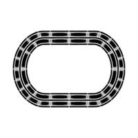 Geometric Black Track Outline on White Background. vector