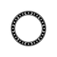 Celestial Circle Frame with Moons and Stars, Minimalist. vector