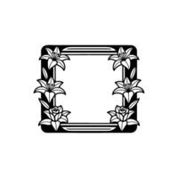 Floral Frame Silhouette Lily Rose Border, Elegant Minimalist. vector