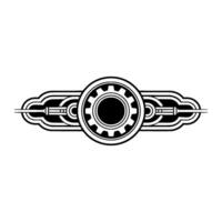 Art Deco Gear Element Black White Engineering vector