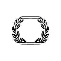 Elegant Laurel Wreath Frame in Minimalist Black White vector