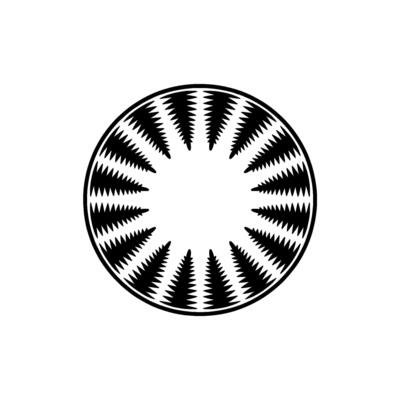 Geometric Sunburst Forest Circle , Minimalist Black White Art