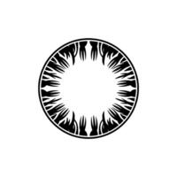 Abstract Black Circle Frame with Decorative Leaf-like Elements, Minimalist vector