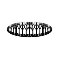 Abstract Tree Silhouette Circle - Minimalist Black and White vector