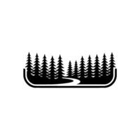 Minimalist Forest Silhouette with Winding Path vector