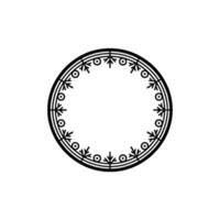 Minimalist Geometric Circle Frame with Ornamental Details on White vector