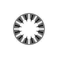 Abstract Circle Ornament with Foliage, Minimalist vector