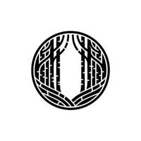 Minimalist Birch Forest - Circle Emblem, Black and White vector