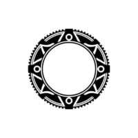Geometric Circular Ornament in Black and White Clean Minimalist vector