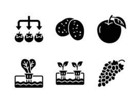 Sorting Harvested, Potato, Hydroponic, Grapes Solid Icons vector