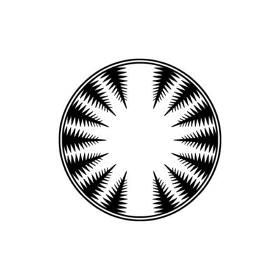 Circular Geometric Black Tree Pattern on White Background
