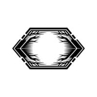 Geometric Black and White Ornament Tribal-Inspired Hexagon with Negative Space vector