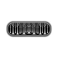Minimalist Forest Illustration in a Capsule Frame, Black White vector