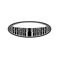 Minimalist Forest Silhouette Inside Oval Frame Nature vector